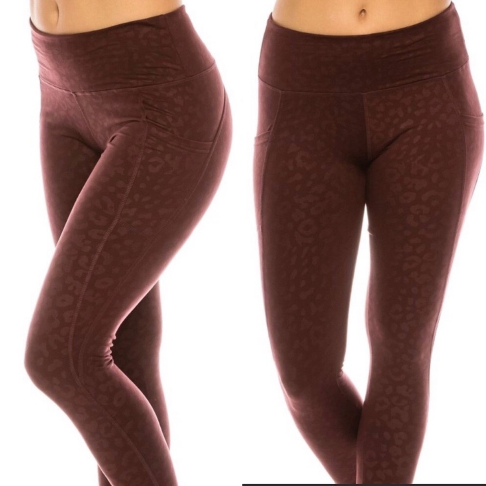 Leopard Print High Waist Yoga Leggings with pocket